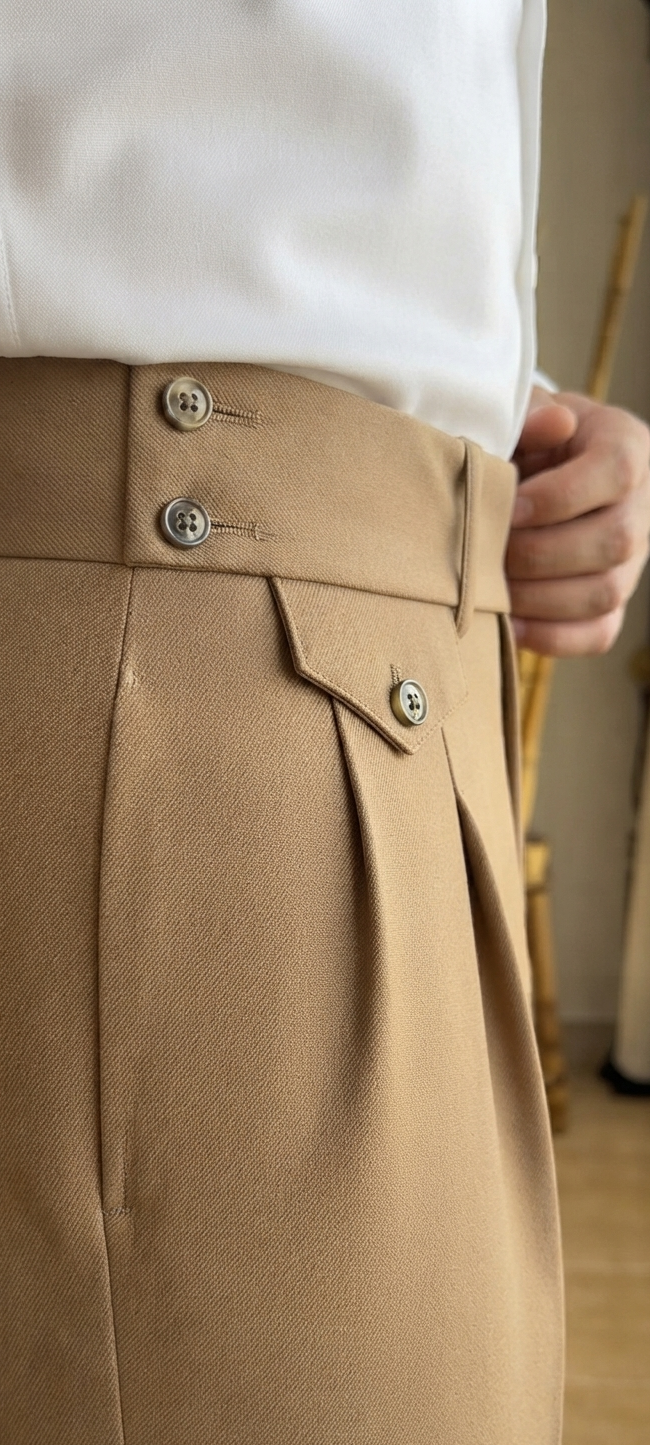 ZAYNOR BEIGE HIGH WAIST GURKHA PANT